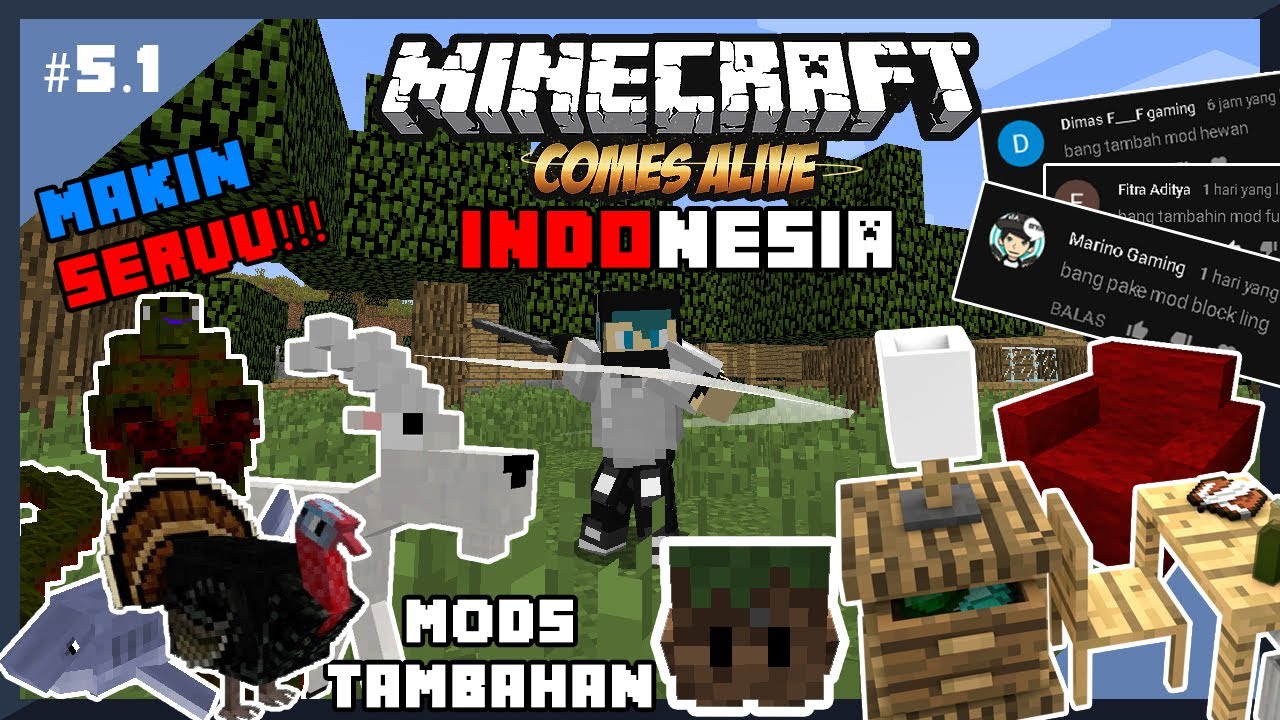 BACA KOMENTAR KALIAN + MODS TAMBAHAN : Minecraft Comes 
