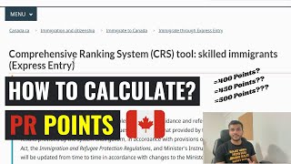 How To Calculate PR Points ( Express Entry Points) using CRS Tool ? | Canada PR | Detailed Video | screenshot 4