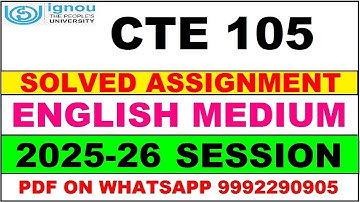 CTE 105 solved assignment 2025-26 in English || cte 105 solved assignment 2026 || cte105 2025-26
