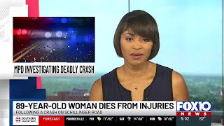 89-year-old woman dies following a crash on Schillinger Road, Mobile police say