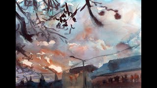 Winter Sky - Watercolor Timelapse