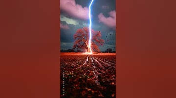 Lightning Strike Hits The Tree! ⚡🌲 Caught On Camera 😱😟 #lightningstrike  #caughtoncamera #treestrike