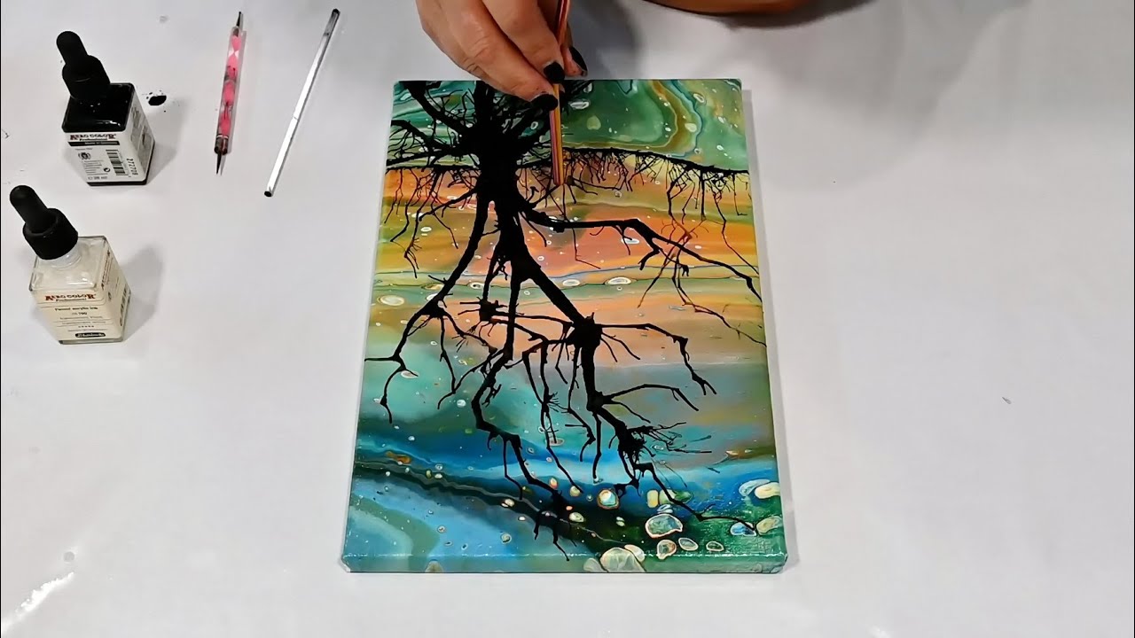 Magic of Acrylic Inks & Straw Technique Create Stunning Tree