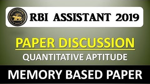 RBI ASSISTANT PRE 2019 MEMORY BASED QUANT QUESTIONS || RBI ASSISTANT