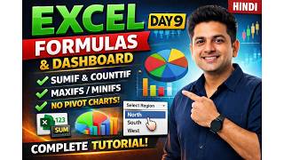 Excel Course for Beginners to Advanced SUM, SUMIF, COUNTIF, Dashboard Without Pivot Hind #day9