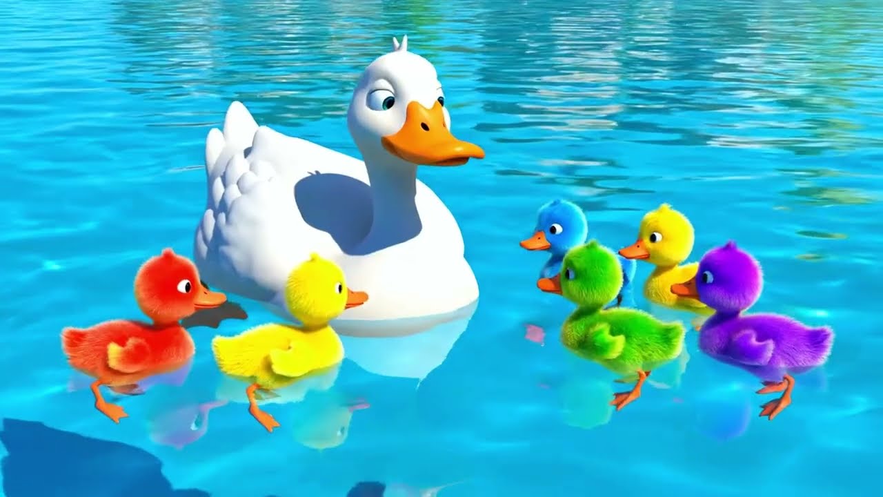 Five Little Ducks Song for Children | Classic Counting Rhyme in Bright 3D Cartoon