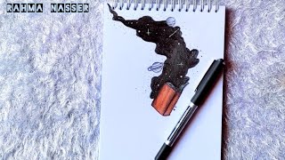 رسم سهل | رسم فضاء بطريقه سهله جدا بالقلم الرصاص والألوان الخشبيه| how to draw a space with pencil