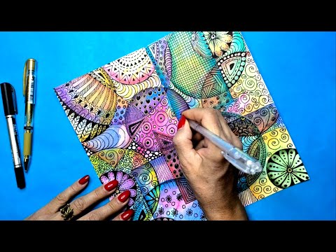 Colorful Zentangle with Watercolor and Ink || Stunning and