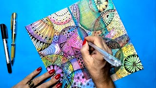 Colorful Zentangle with Watercolor and Ink || Stunning and Creative Doodle Pattern Tutorial