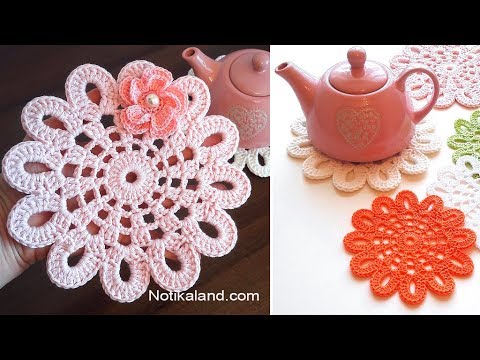 Crochet Doily EASY crochet flower doily  tutorial