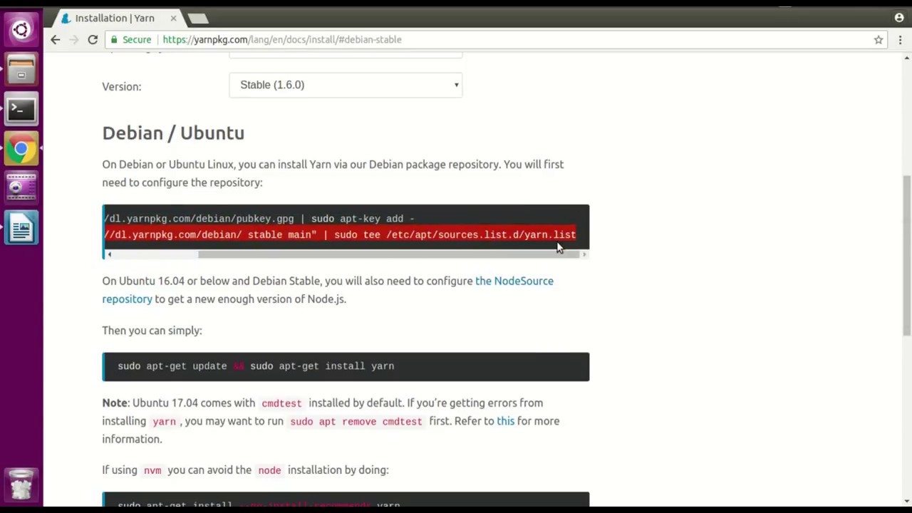 How to Install Yarn in Ubuntu 16.04 or 18.04 LTS (Command Line) - YouTube
