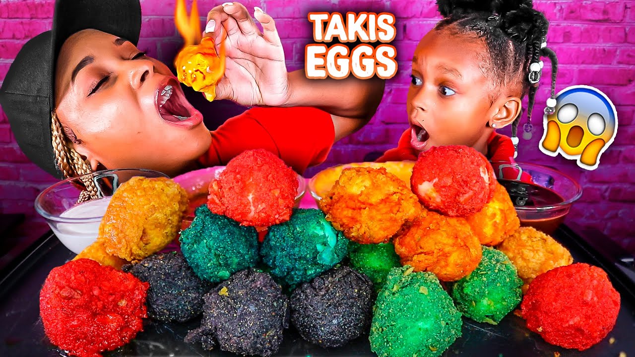 TAKIS RAINBOW EGG BOIL SPIN THE WHEEL CHALLENGE MUKBANG (BUTTER SEAFOOD SAUCE) QUEEN BEAST & LAYLA