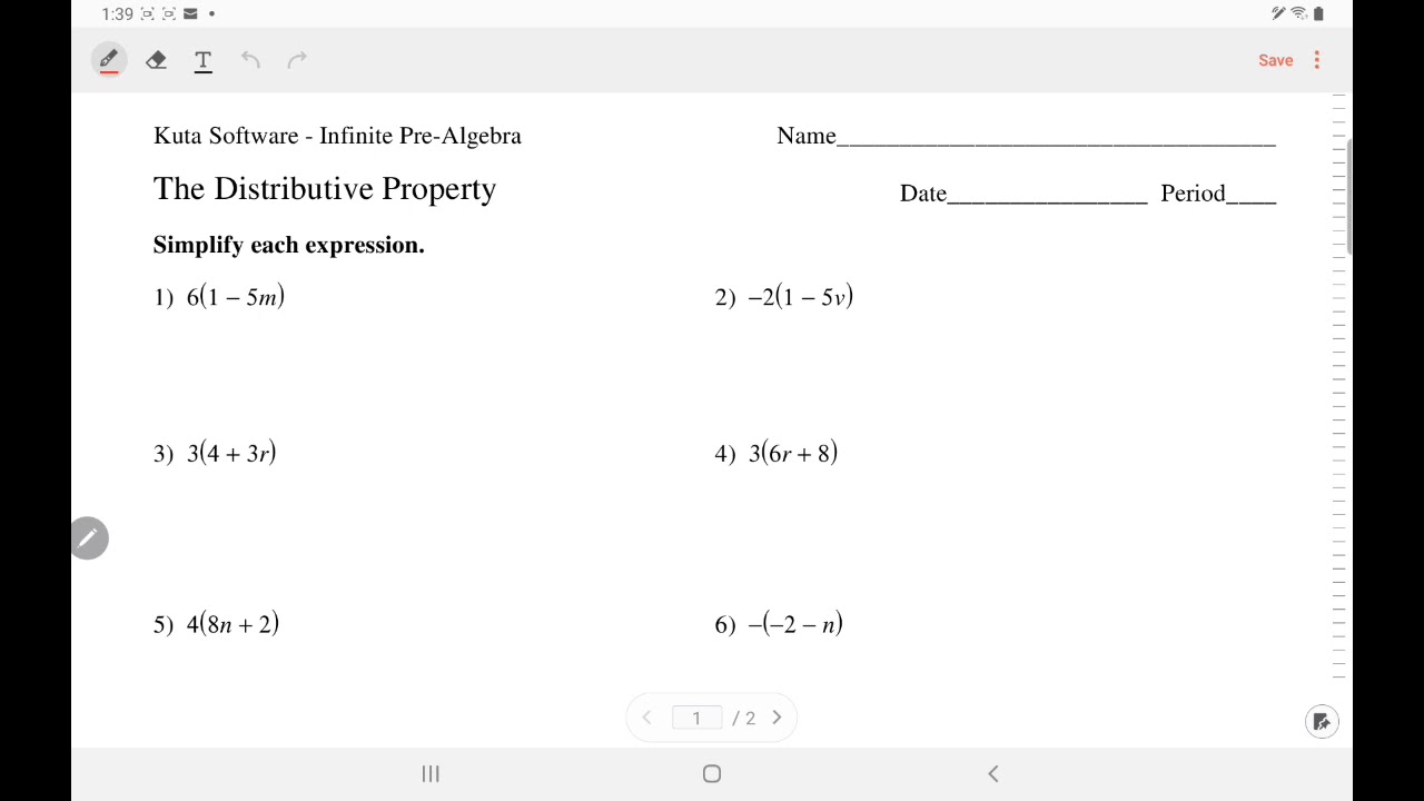Kuta Software - Pre-Algebra: The Distributive Property | IngWan Steiner ...