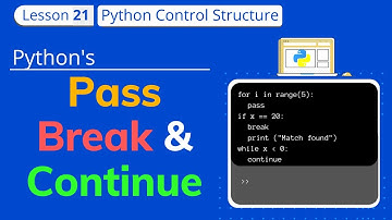 L21 Pass Continue Break in Python | Python Tutorial for Beginners
