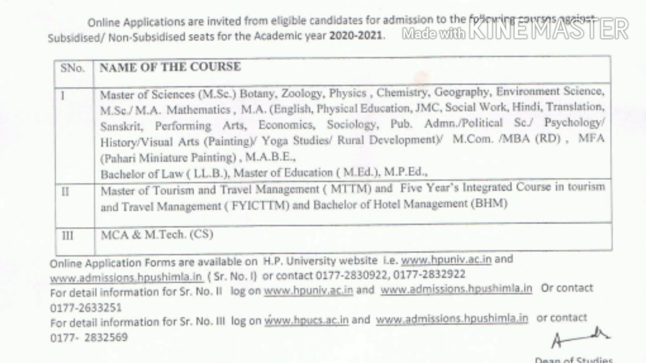 H.P.U Shimla M.A. MSc.Entrance Exam 2020