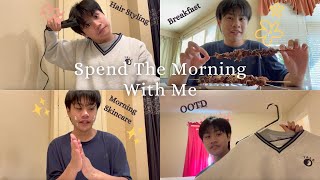 SPEND THE MORNING WITH ME (skincare, hairstyling, breakfast & OOTD)