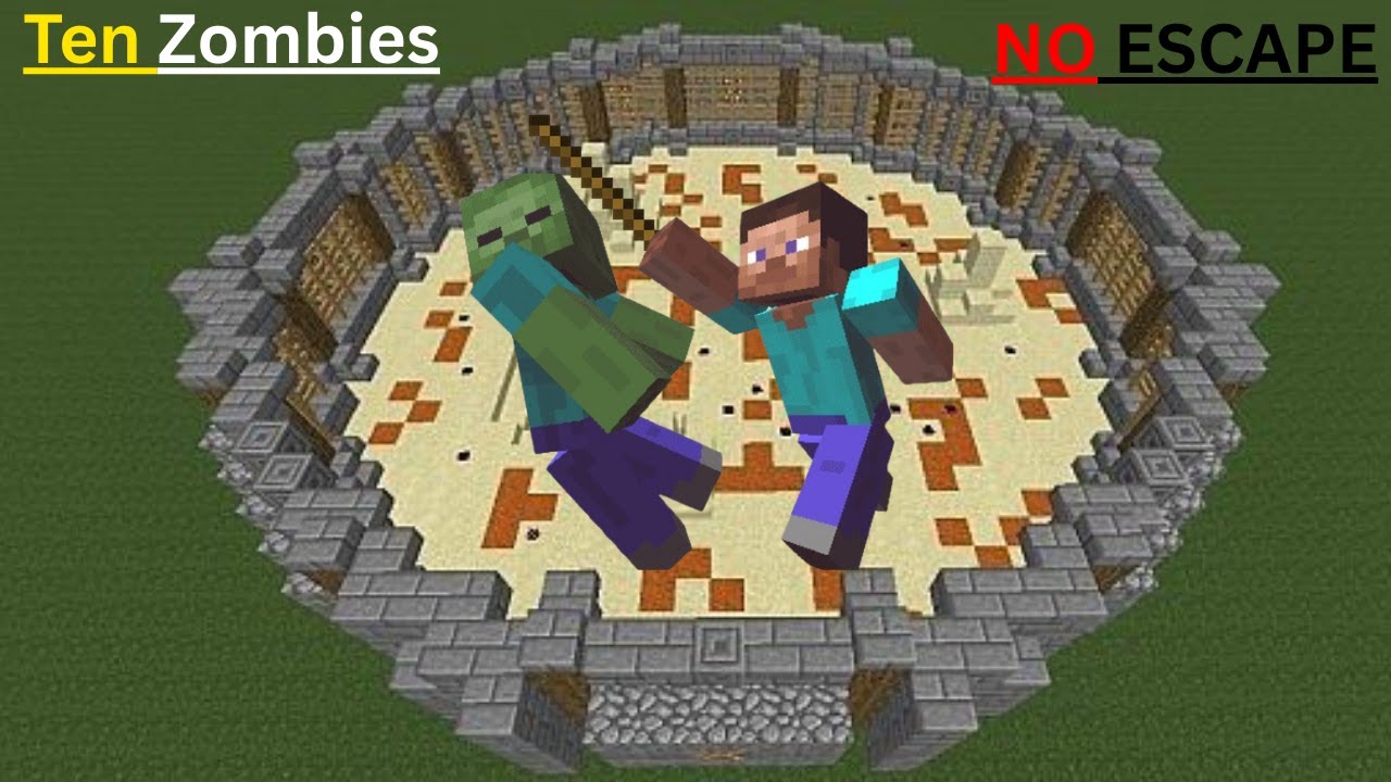 Fighting 10 Zombies With Only a Knockback Stick!