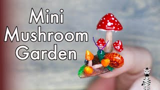 AMAZING Miniatures Mushroom Garden Acrylic Nail Art Tutorial