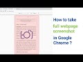 How to take full webpage screenshot in Google Chrome ?