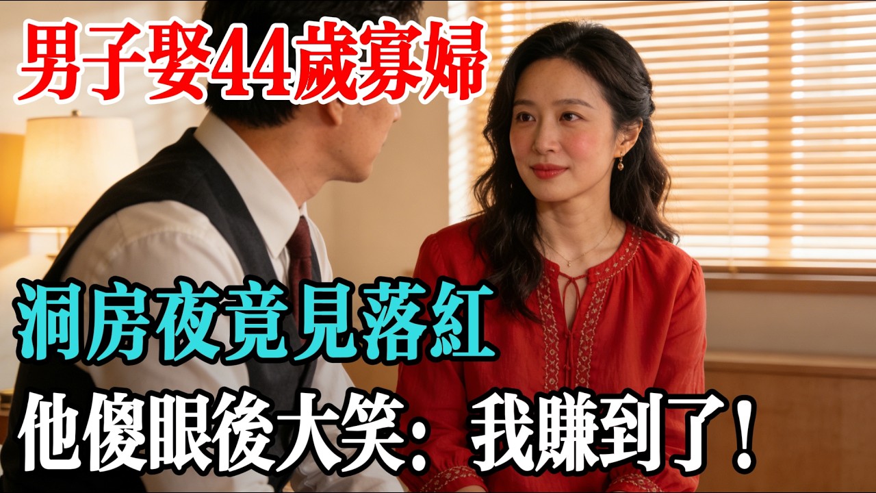 男子娶44歲寡婦，洞房夜竟見落紅，他傻眼後大笑：我賺到了！