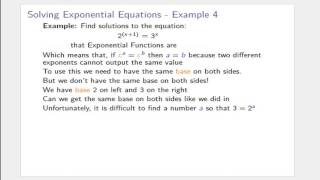 Solving Exponential Equations - Example 4