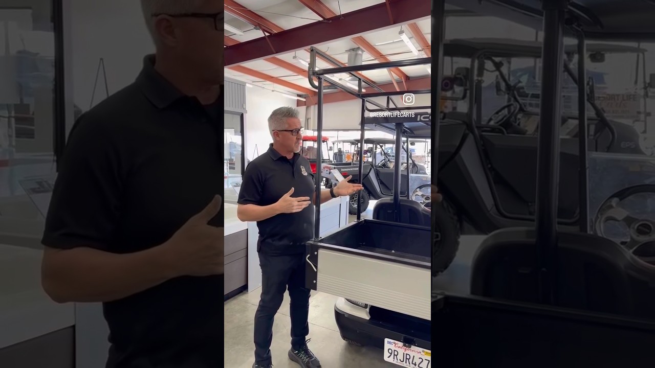 ICON COMMERCIAL UTILITY CART WITH CUSTOM LADDER RACK Follow us @resortlifecarts on IG and FB