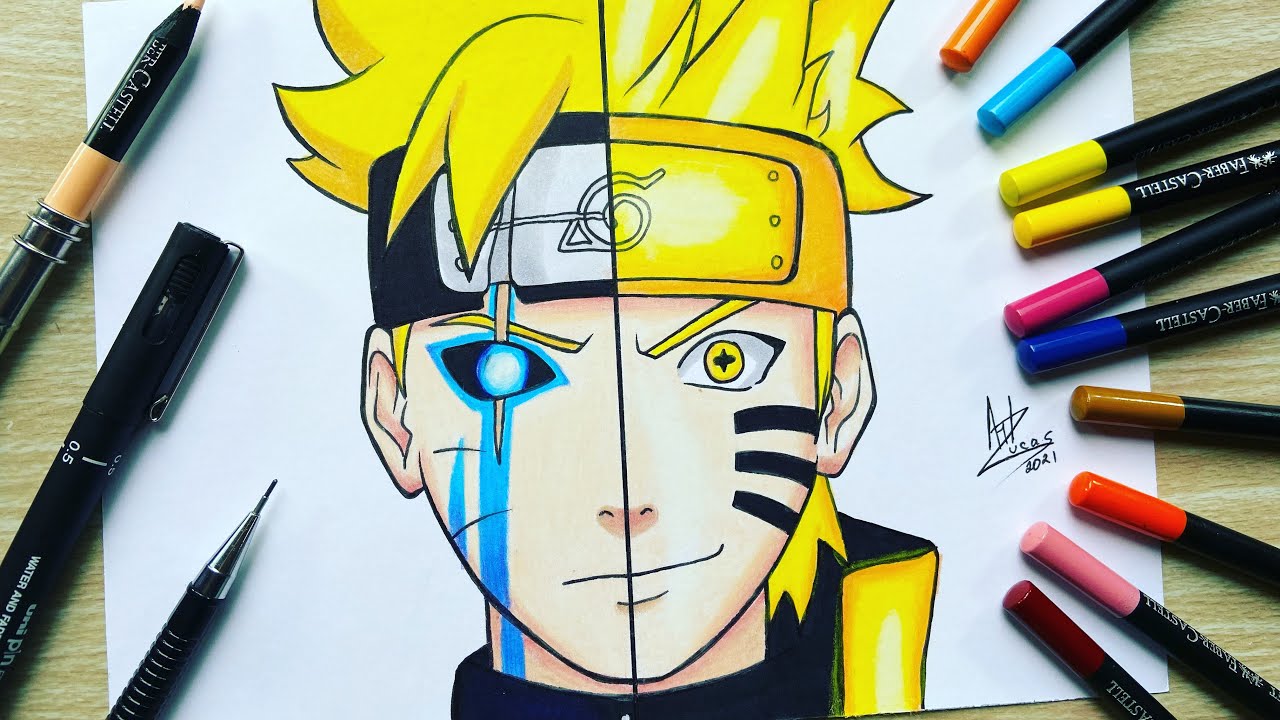 Como Desenhar e pintar BORUTO UZUMAKI