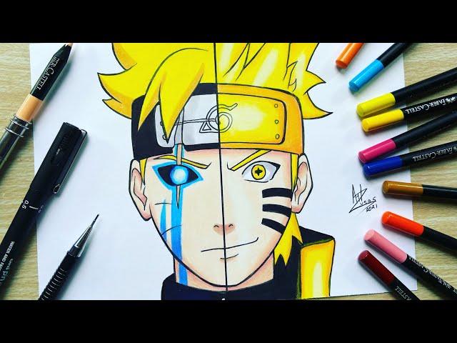 Como desenhar NARUTO VS BORUTO passo a passo 