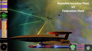 Romulan Invasion Fleet VS Federation Fleet | TNG Era | Star Trek Bridge Commander | Ship Battle |