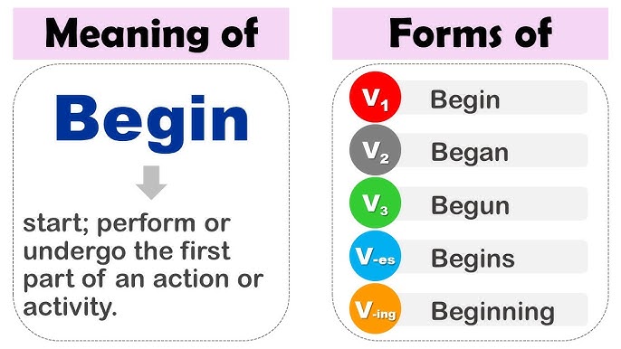 Begin Past And Past Participle Form V1 V2 V3 V4 V5 Form of Begin