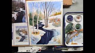 Learn to Paint a Winter Stream in Watercolor
