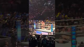 Ivar Misses moonsault from top rope to Bronson reed Andre giant WWE SMACKDOWN BEFORE MANIA PHILLY