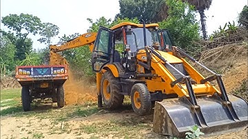 Jcb 3dx Backhoe Loader Machine Loading Mud In Sonalika 42 Di Rx Tractor | Jcb Video