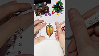 Cute Fantasy Colour with Me. sword and shield with the mango colours 🥭🛡mini colouring book #coloring