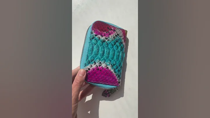 Multicolour small #wallet in blue. Genuine #python skin. Shop online via link in bio