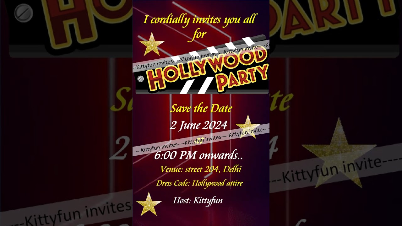 Hollywood Theme Kitty Party Invitation | Kitty Party Invitation @Rs. 125/- 