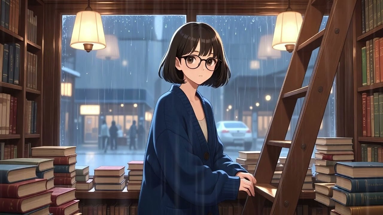 Japanese Lofi Hip Hop 🌧️ Rainy Bookstore Memories [Chill Beats to Study/Relax]