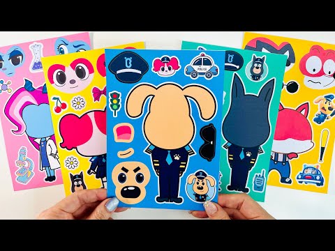 🚨 Sheriff Labrador paper DIY sticker book decoration 🚓 래브라도 경장 스티커북 꾸미기