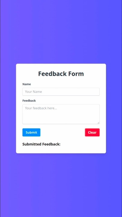 Build a Simple Feedback Form with JavaScript | HTML, CSS & Tailwind CSS ...