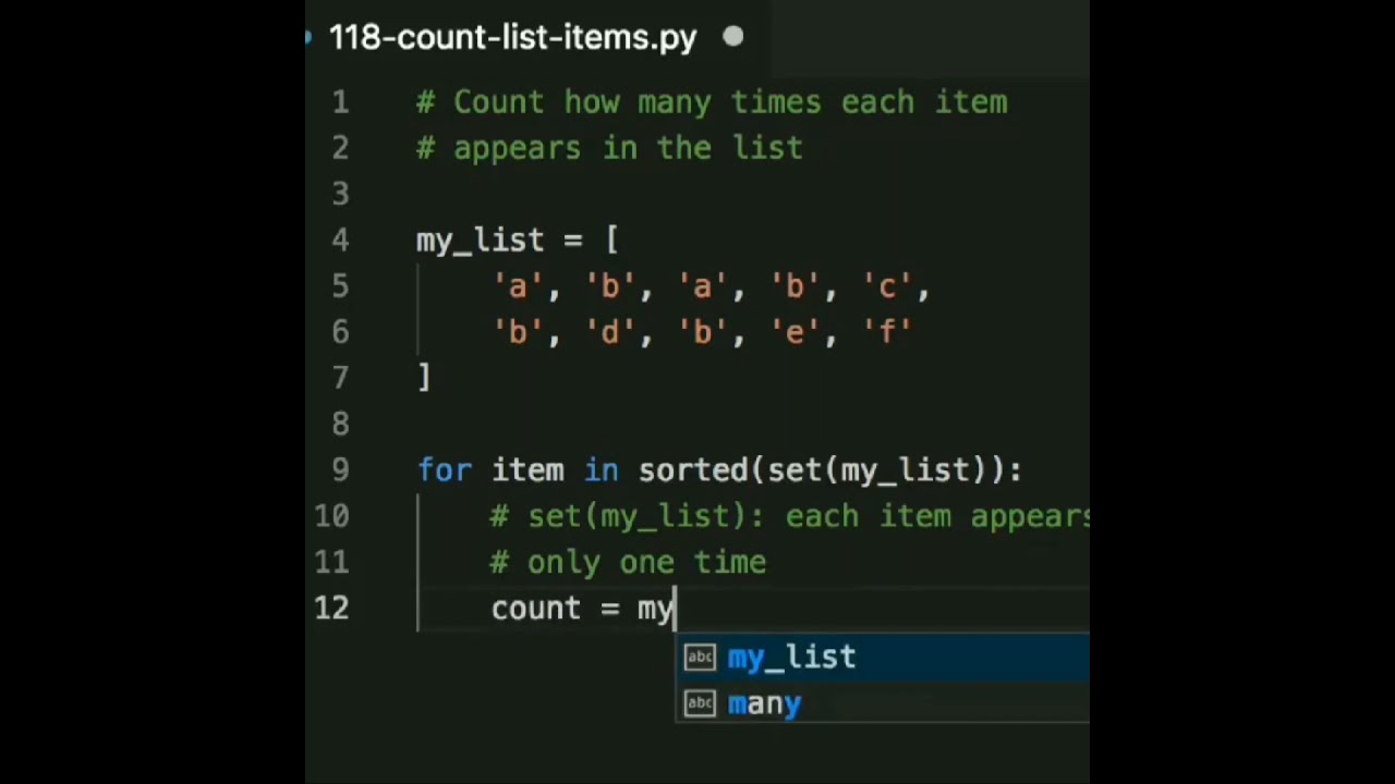 Python Program to Count the Occurrence of an Item in a List. - YouTube
