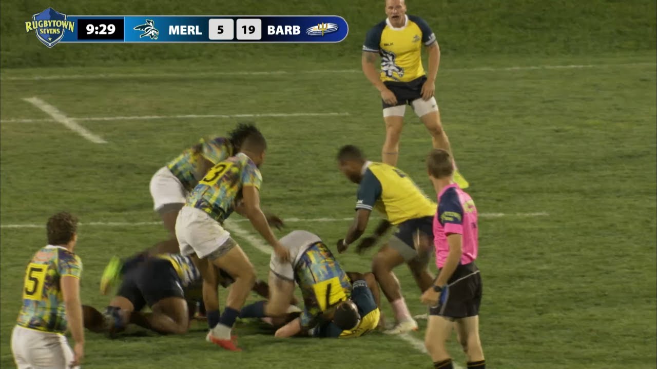 Try Time: GLENDALE MERLINS v BARBADOS JETBLUE (Jake Caddy) RugbyTown 7s ...
