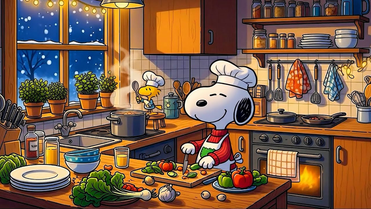 Snoopy Cozy Kitchen 🍲 Relaxing Lofi Beats to Study & Unwind - YouTube