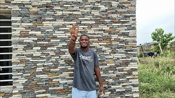 Installation of natural stone cladding - cost of building in Ghana 🇬🇭