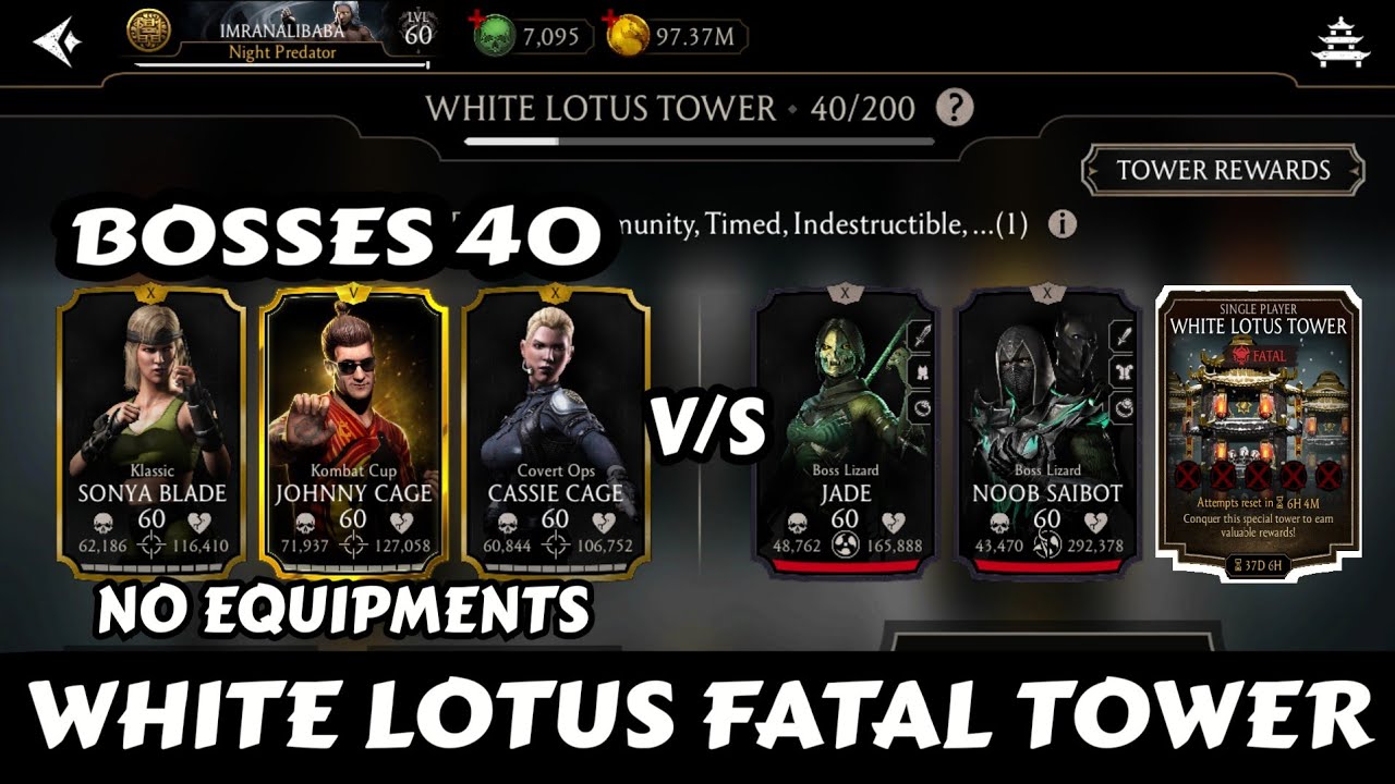 Fatal White Lotus Tower | 40 Bosses | Beat By Gold Team | Mk Mobile
