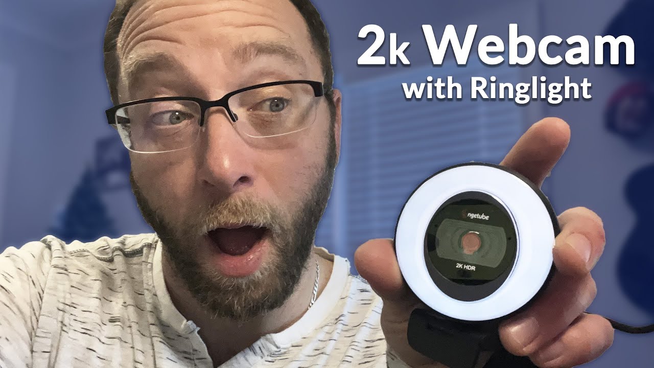 Angetube 2K Streaming Webcam with Ring Light with Remote