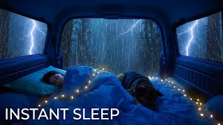 Thunderstorm ASMR Inside a Warm Car | Sleep Fast