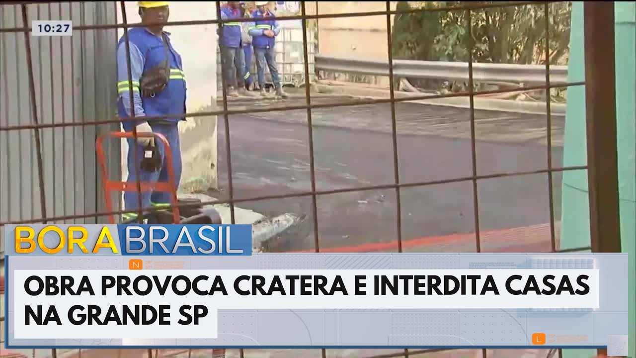 Obra provoca cratera e interdita casas na Grande SP