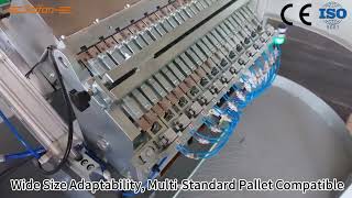 SF2000 Adjustable Pallet Deck Nailing Machine Switches Sizes In 1 Minute On Touch Screen!