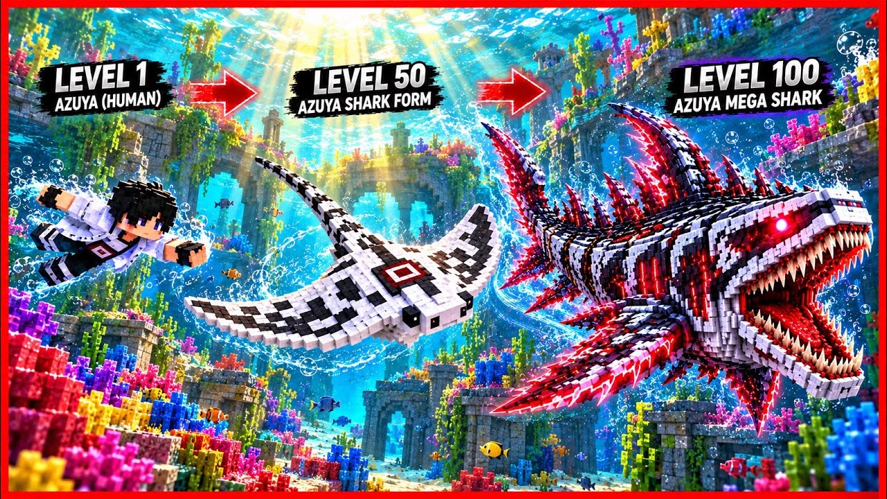 1000 YOUTUBER DI ADOPSI JADI BOCHIL THE BLOOP SEA EATER LVL 100 VS ANOMALI AQUAMAN DI MINECRAFT! 