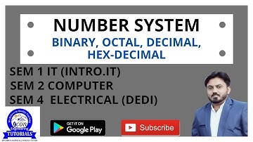 NUMBER SYSTEM || BINARY, OCTAL,DECIMAL,HEX DECIMAL  || IT,COMPUTER, ELECTRICAL || GTU EXAM
